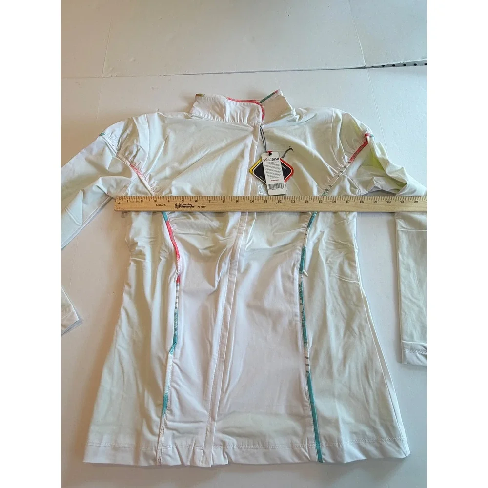 SwingDish Womens Golf Set Sleeveless Polo Top and Full Zip Jacket White Floral S